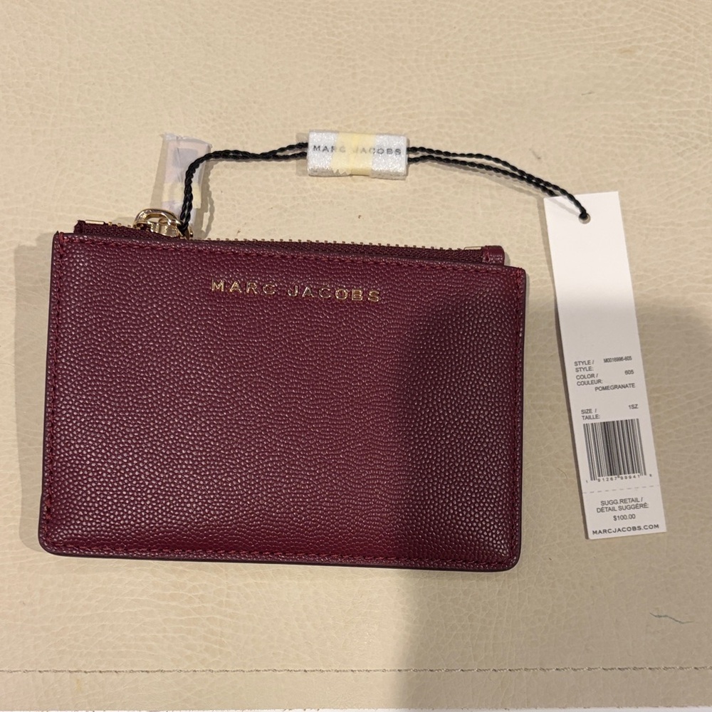 NWT Marc Jacobs Pomegranate Leather Zip Wallet